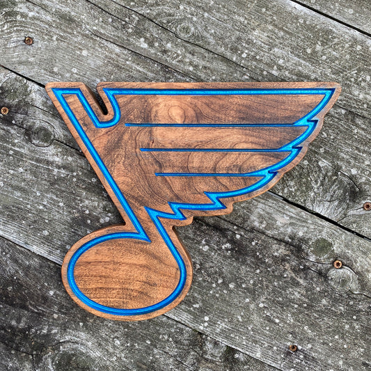 A Note of Blue - Precision Carved Hand-Painted Solid Cherry Sign Art - Made in USA