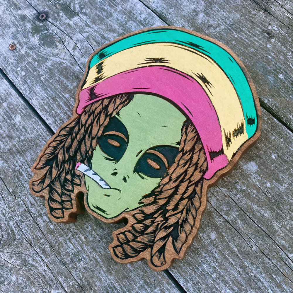 Rasta Alien Wood Art