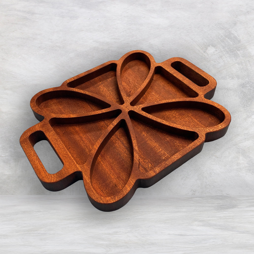 Small Square Wood Serving Tray 1 - Precision Carved Solid Sapele Wood Tray - Made in USA