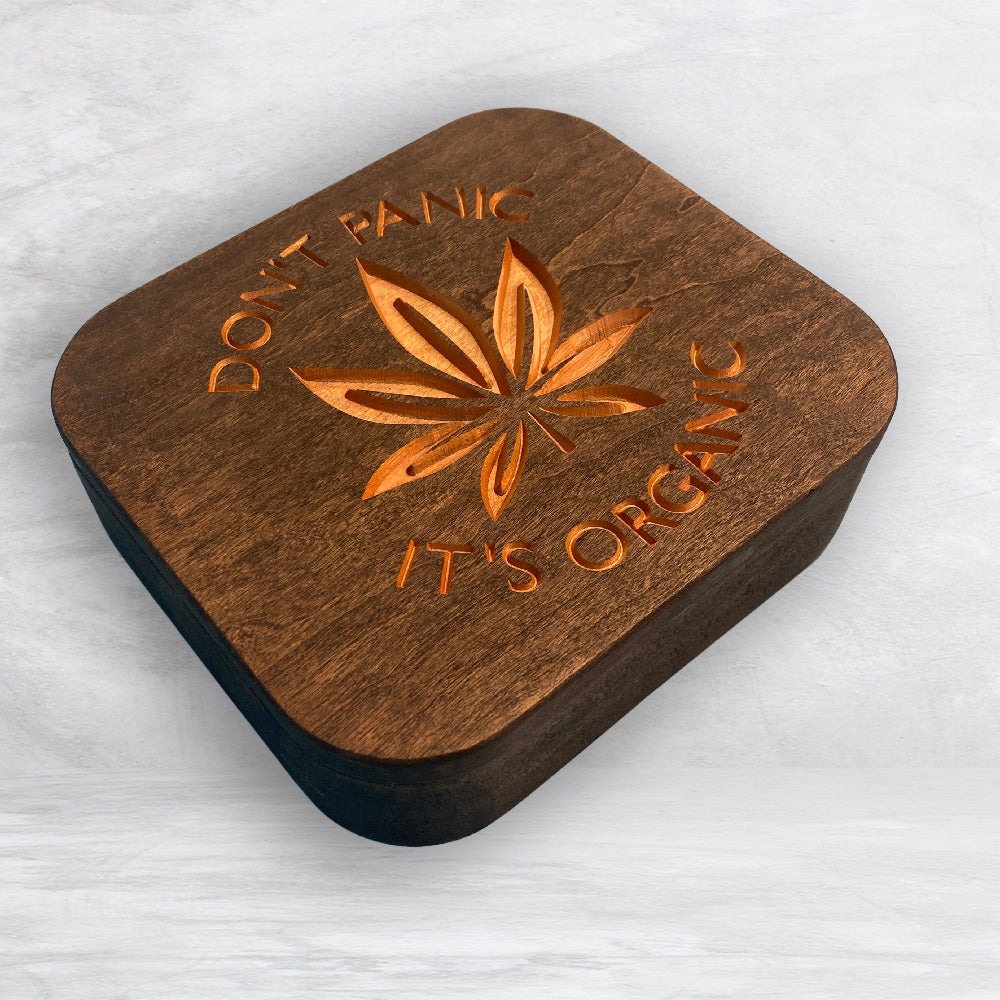 Solid Cherry Wood Box with Lid - Dark Brown - Don't Panic It's Organic - Made in USA