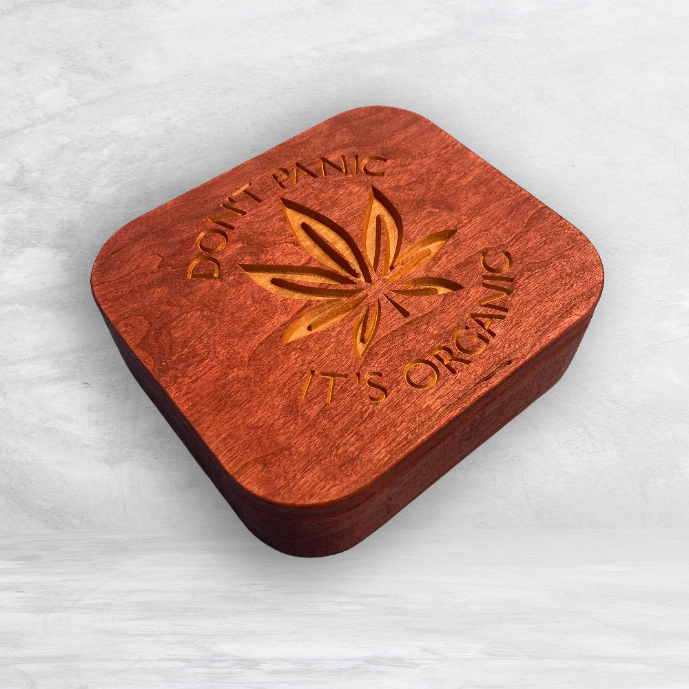 Solid Cherry Wood Box with Lid - Barn Red - Don't Panic It's Organic - Made in USA