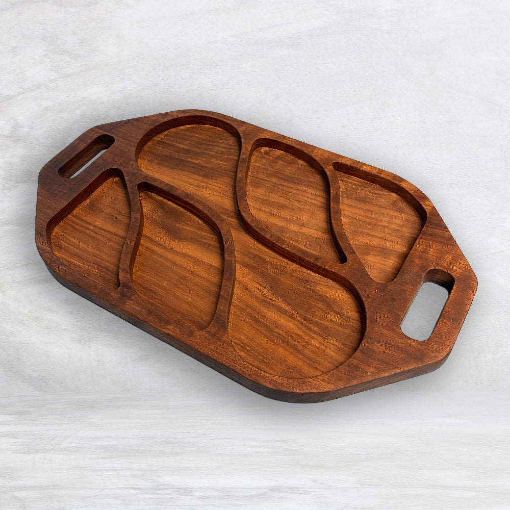Solid Wood Serving Tray 2 - Precision Carved Solid Premium Walnut Tray - Made in USA