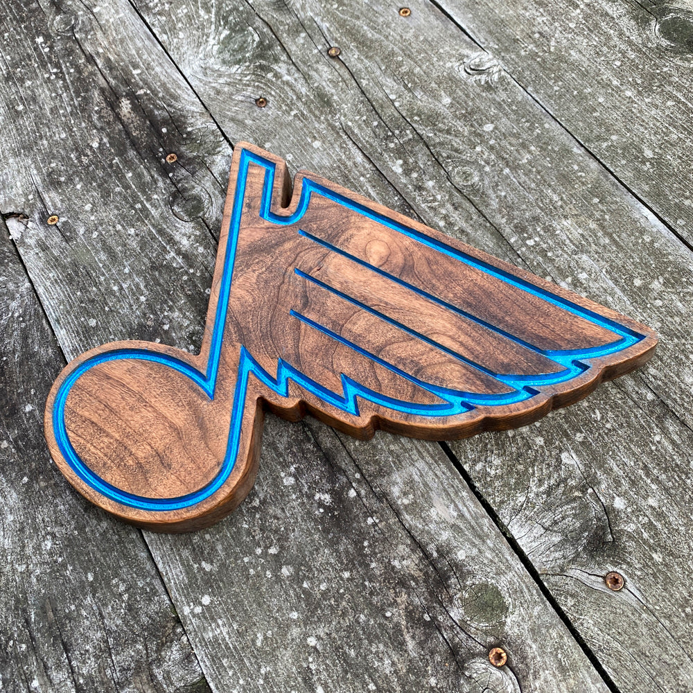 A Note of Blue - Precision Carved Hand-Painted Solid Cherry Sign Art - Made in USA