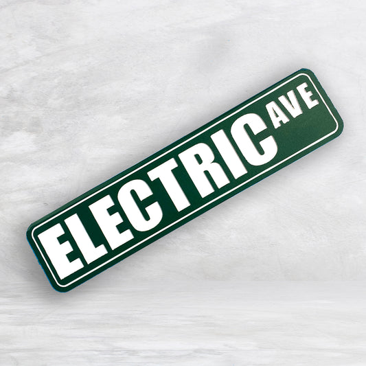 Novelty Street Sign - Electric Ave - Indoor/Outdoor Carved HDPE Sign - Made in USA