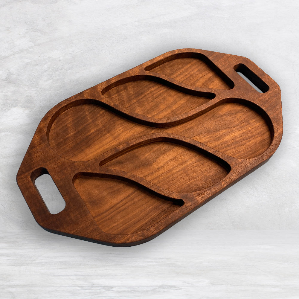 Solid Wood Serving Tray 2 - Precision Carved Solid Premium Walnut Tray - Made in USA