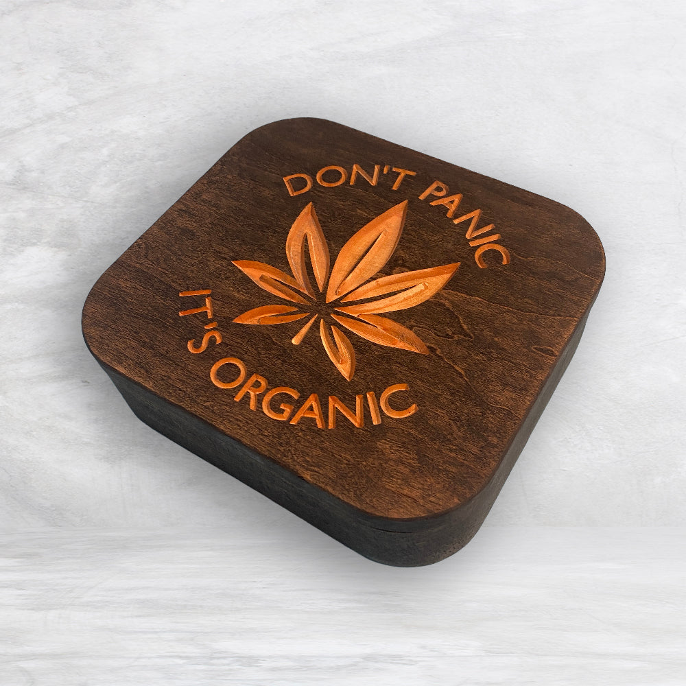 Solid Cherry Wood Box with Lid - Dark Brown - Don't Panic It's Organic - Made in USA