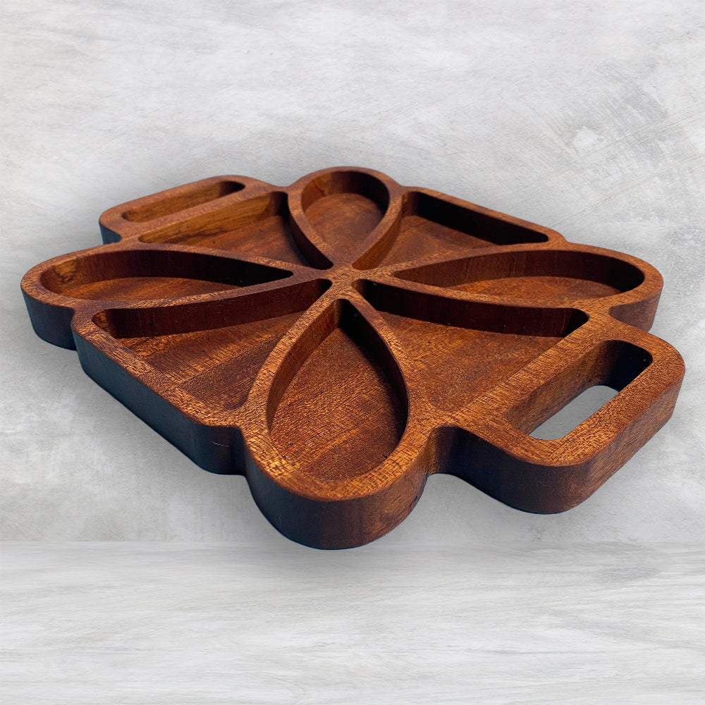 Small Square Wood Serving Tray 1 - Precision Carved Solid Sapele Wood Tray - Made in USA