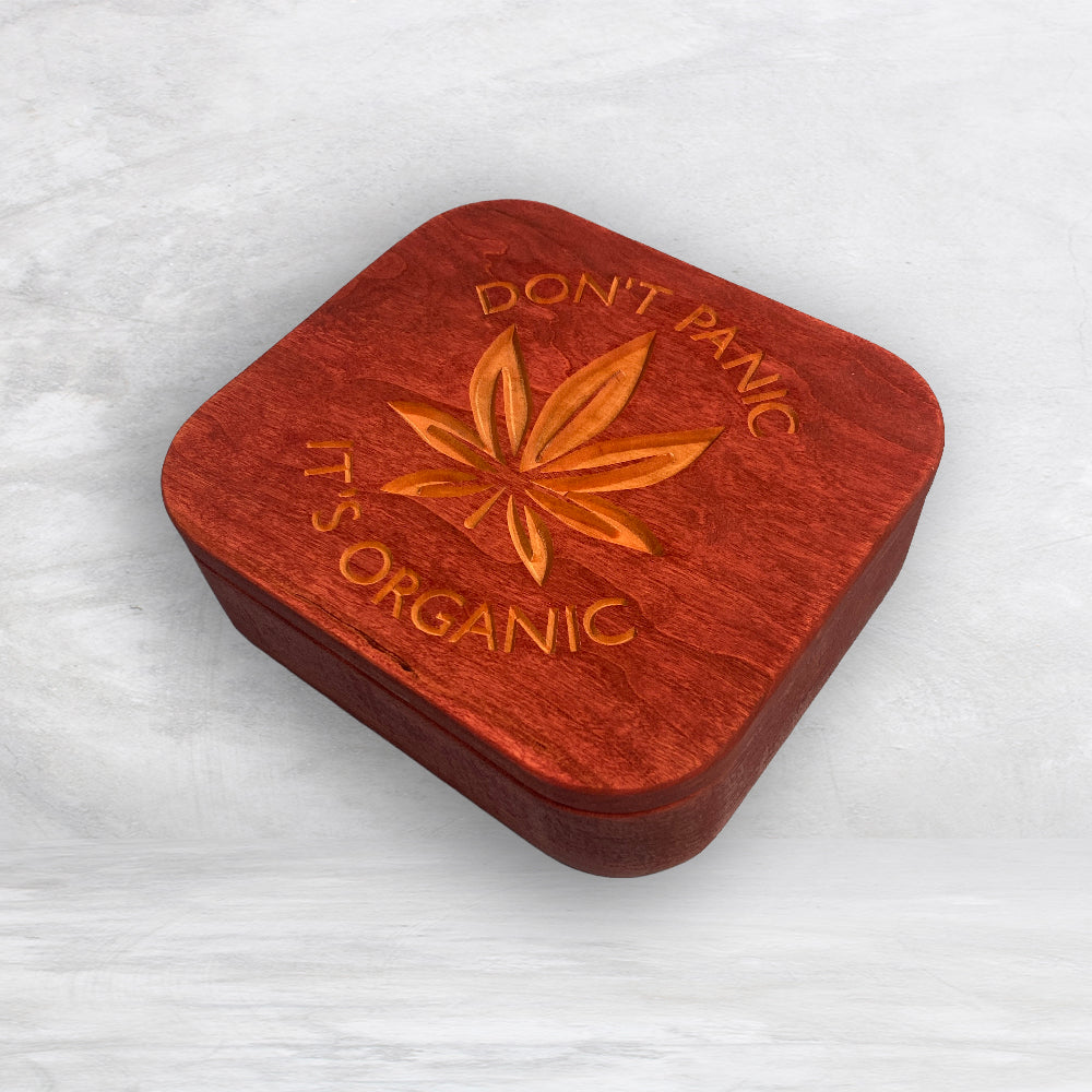 Solid Cherry Wood Box with Lid - Barn Red - Don't Panic It's Organic - Made in USA