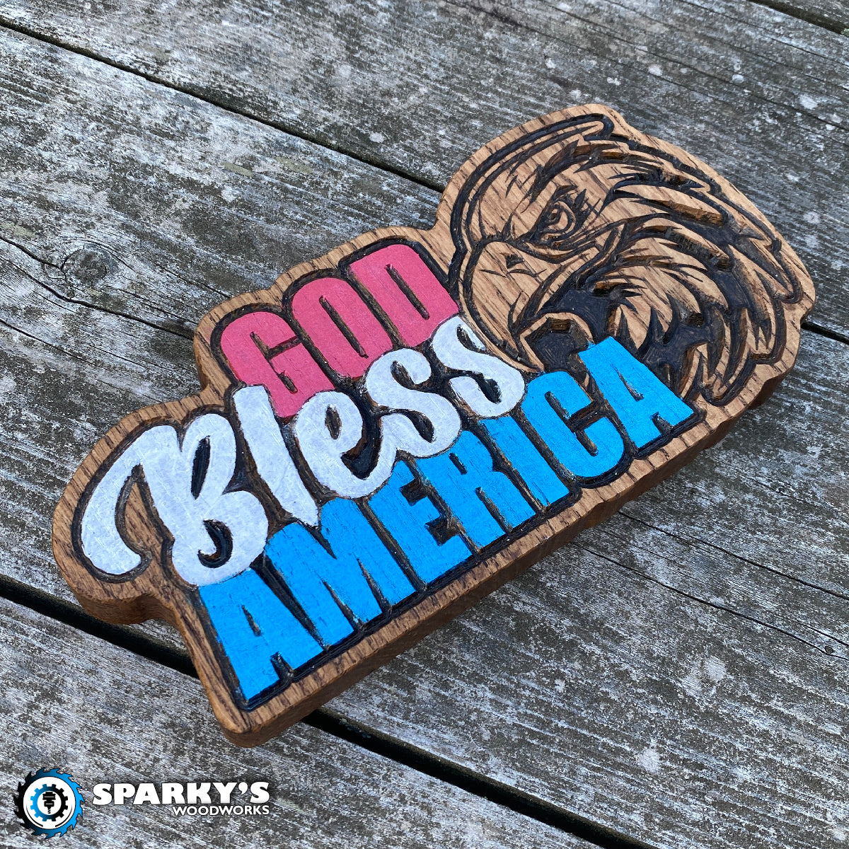 God Bless America Wood Sign - Size Small - Painted