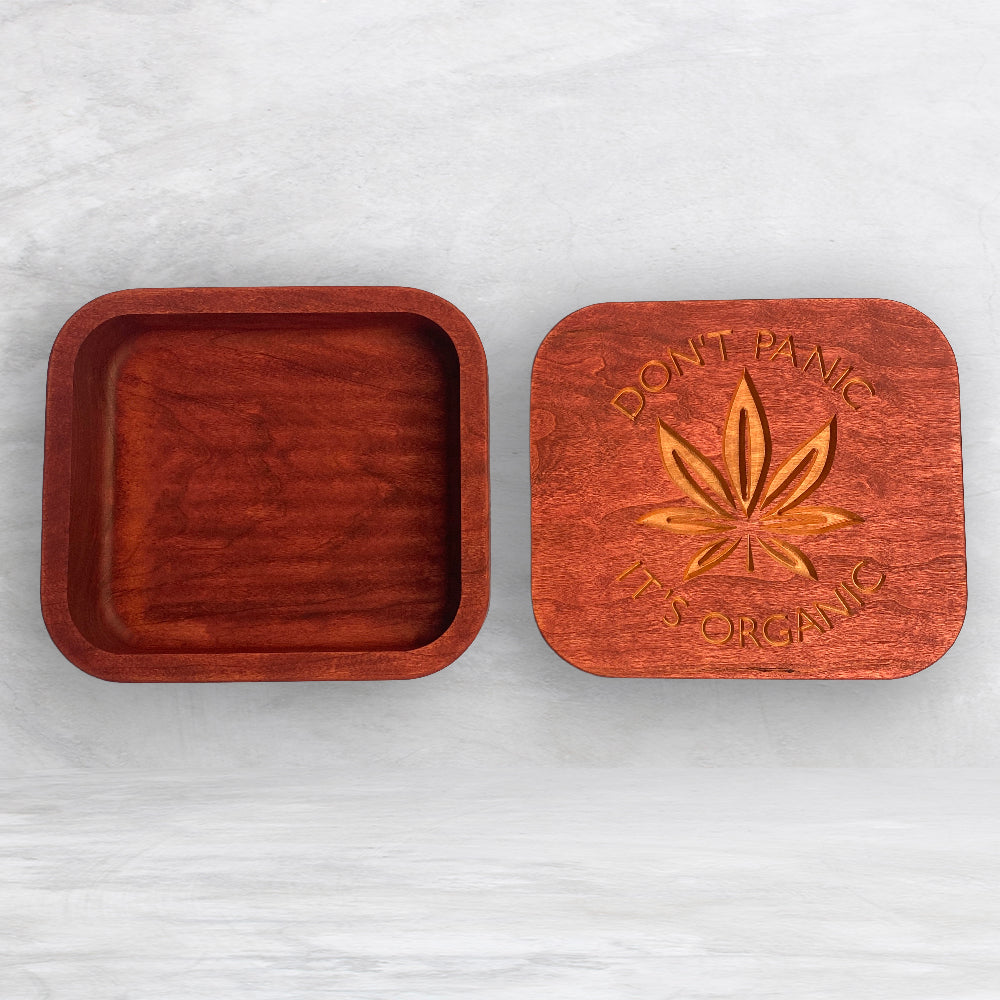 Solid Cherry Wood Box with Lid - Barn Red - Don't Panic It's Organic - Made in USA