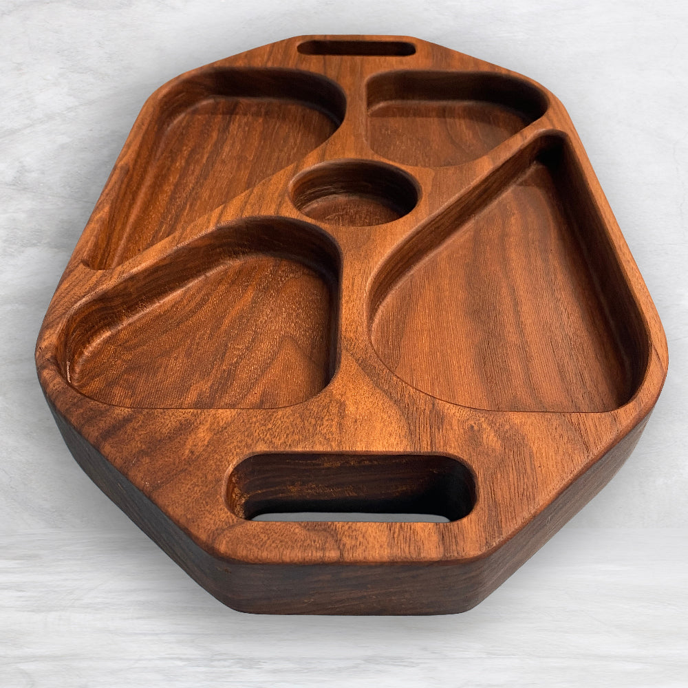 Extra Deep Solid Wood Serving Tray 1 - Precision Carved Solid Premium Walnut Tray - Made in USA