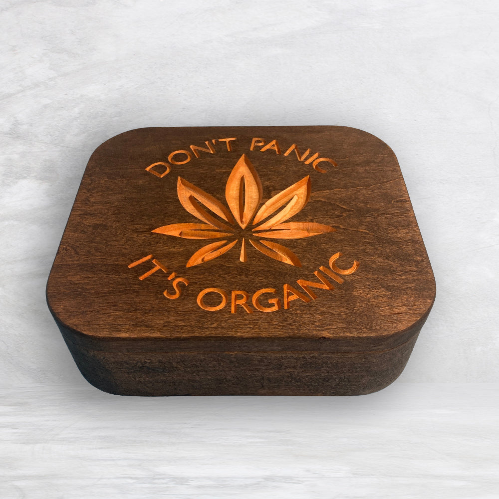 Solid Cherry Wood Box with Lid - Dark Brown - Don't Panic It's Organic - Made in USA