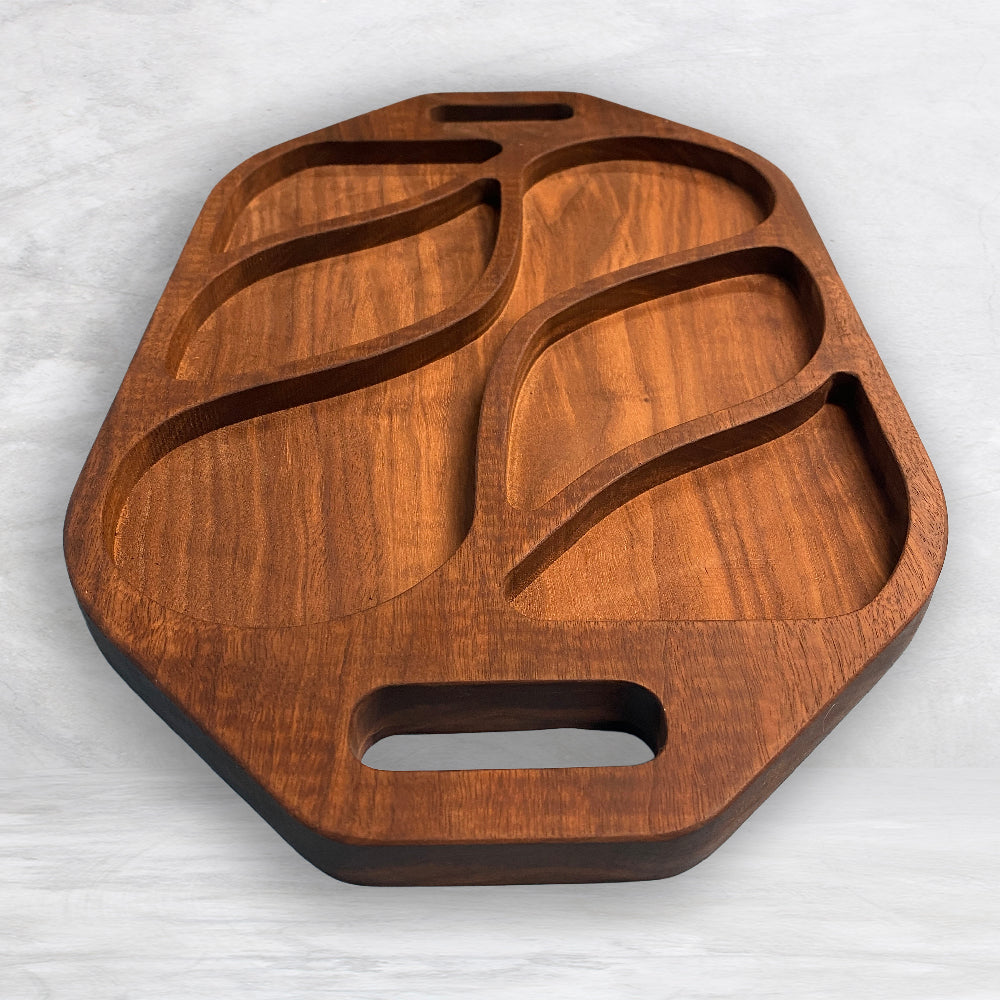 Solid Wood Serving Tray 2 - Precision Carved Solid Premium Walnut Tray - Made in USA