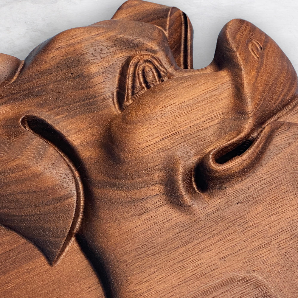 3D Pig Wood Serving Tray - Precision Carved Solid Premium Walnut Tray - Made in USA
