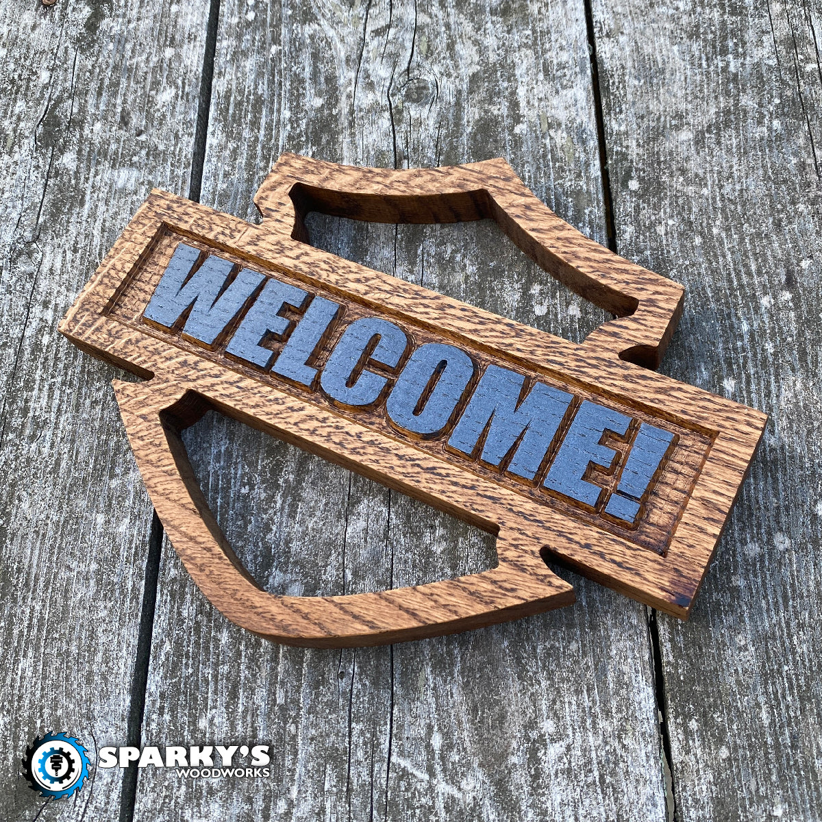 HD Shield Wood Welcome Sign - Painted