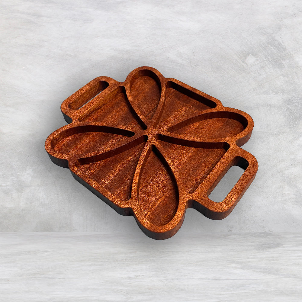 Small Square Wood Serving Tray 1 - Precision Carved Solid Sapele Wood Tray - Made in USA
