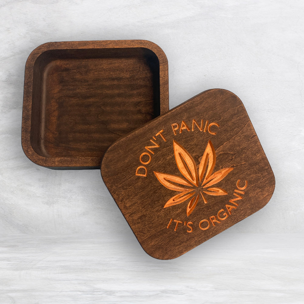 Solid Cherry Wood Box with Lid - Dark Brown - Don't Panic It's Organic - Made in USA