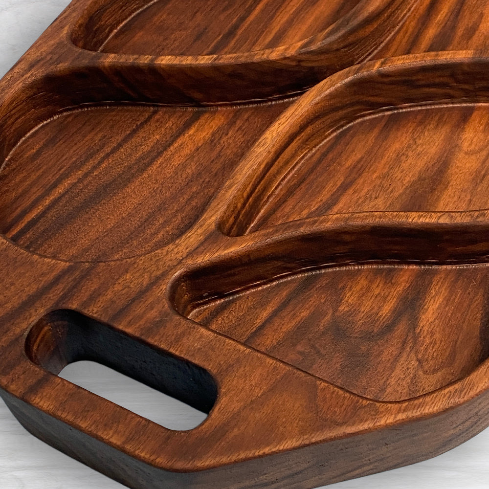 Extra Deep Solid Wood Serving Tray 2 - Precision Carved Solid Premium Walnut Tray - Made in USA