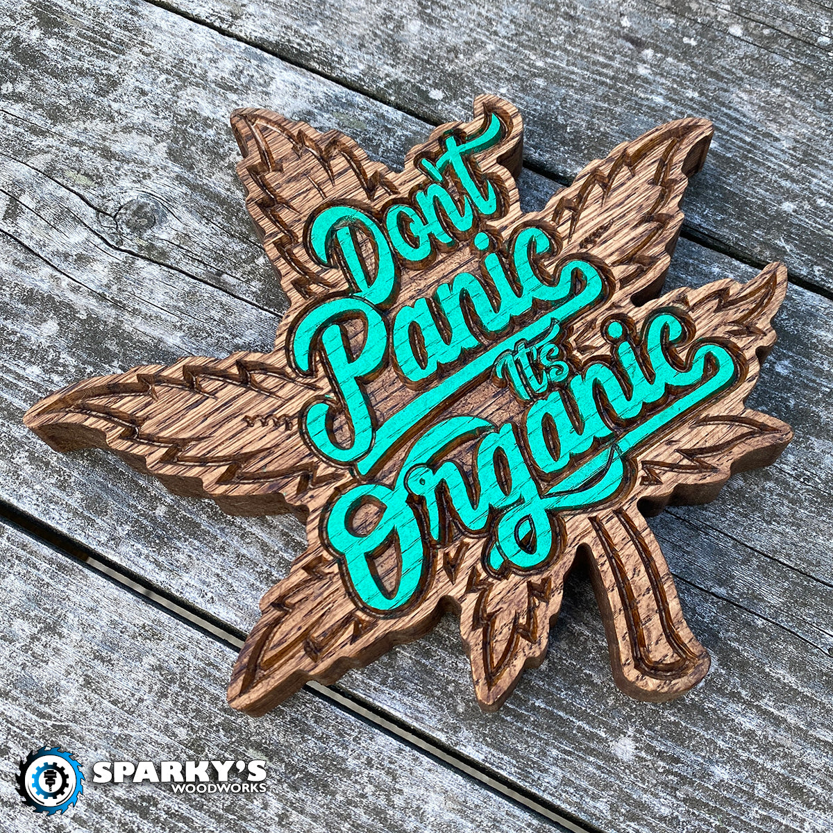 Don't Panic It's Organic Wood Sign v1 - Size Small - Painted