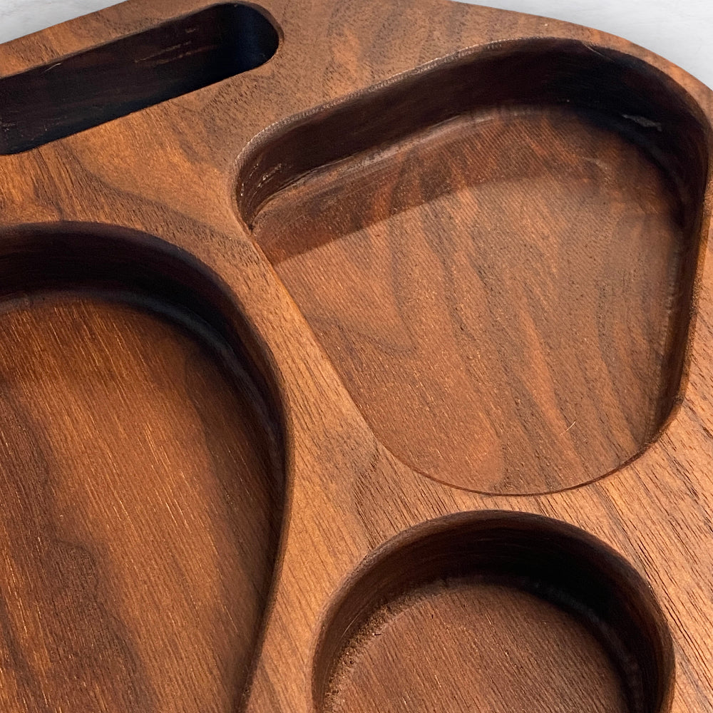 Extra Deep Solid Wood Serving Tray 1 - Precision Carved Solid Premium Walnut Tray - Made in USA