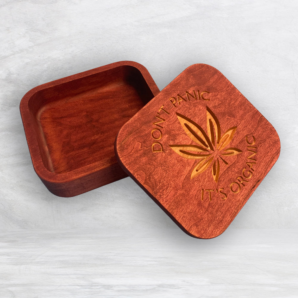 Solid Cherry Wood Box with Lid - Barn Red - Don't Panic It's Organic - Made in USA