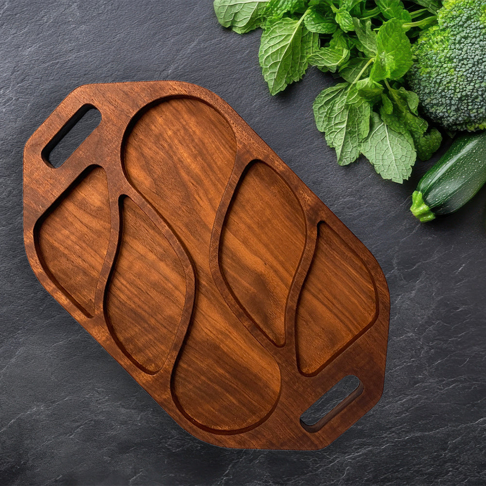Solid Wood Serving Tray 2 - Precision Carved Solid Premium Walnut Tray - Made in USA