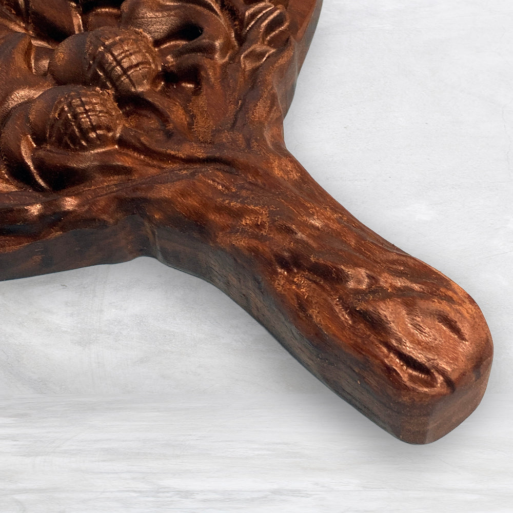 3D Wood Serving Tray with Leaves - Precision Carved Solid Premium Walnut Tray - Made in USA