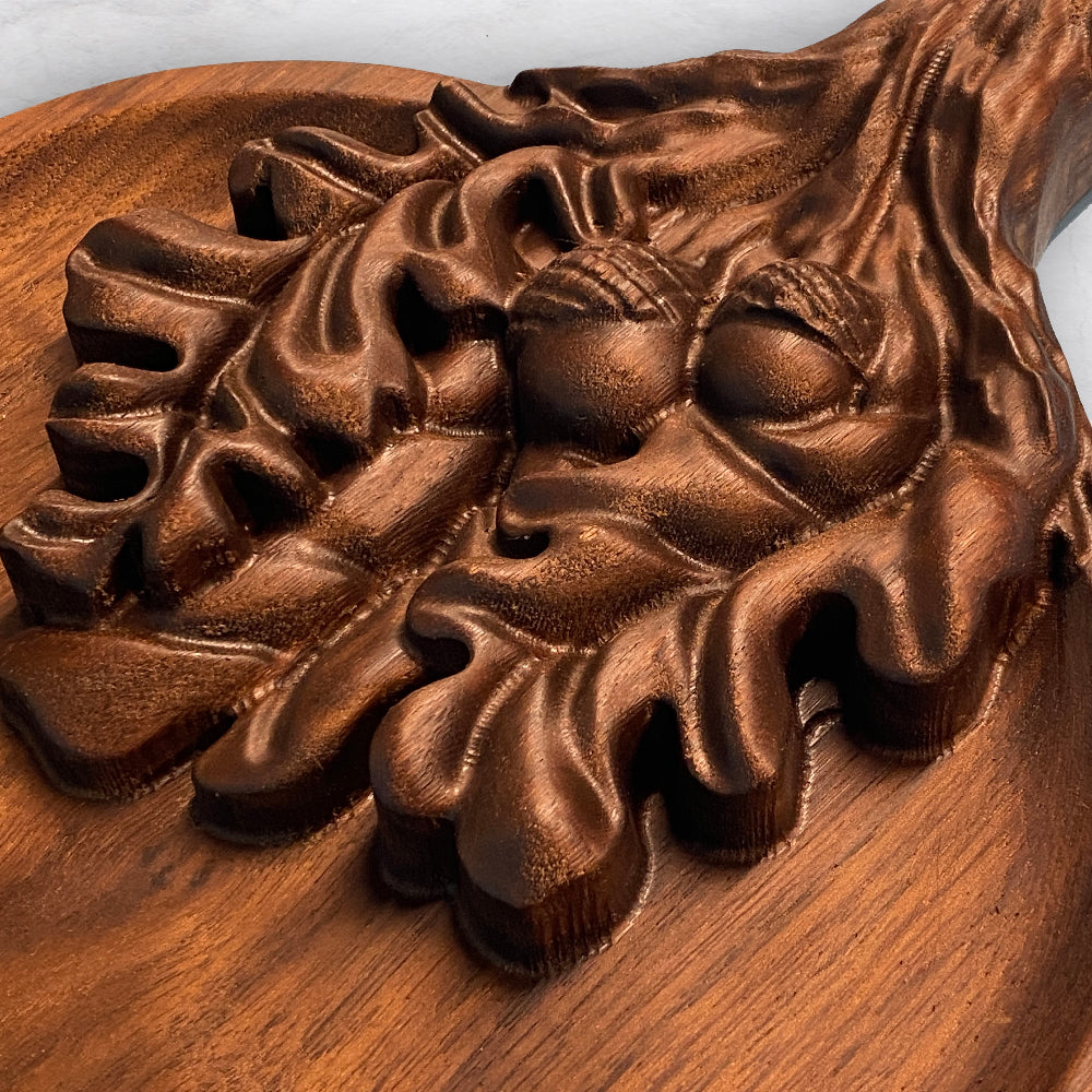 3D Wood Serving Tray with Leaves - Precision Carved Solid Premium Walnut Tray - Made in USA