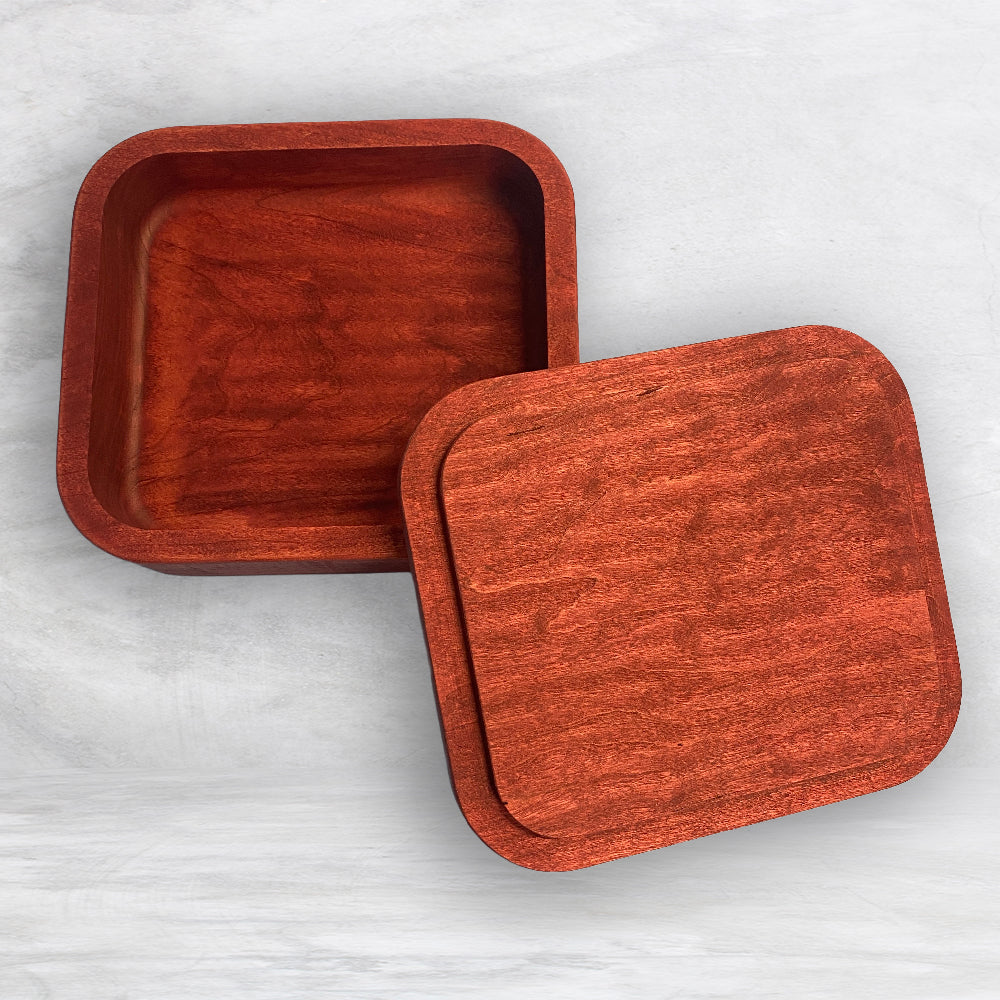 Solid Cherry Wood Box with Lid - Barn Red - Don't Panic It's Organic - Made in USA