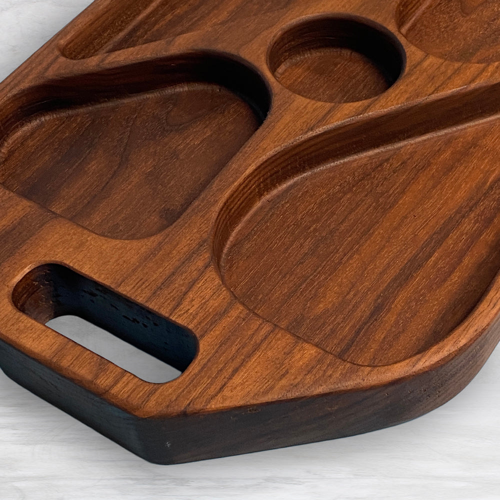Extra Deep Solid Wood Serving Tray 1 - Precision Carved Solid Premium Walnut Tray - Made in USA