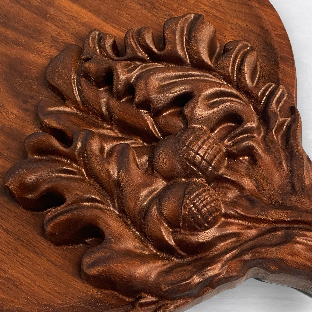 3D Wood Serving Tray with Leaves - Precision Carved Solid Premium Walnut Tray - Made in USA