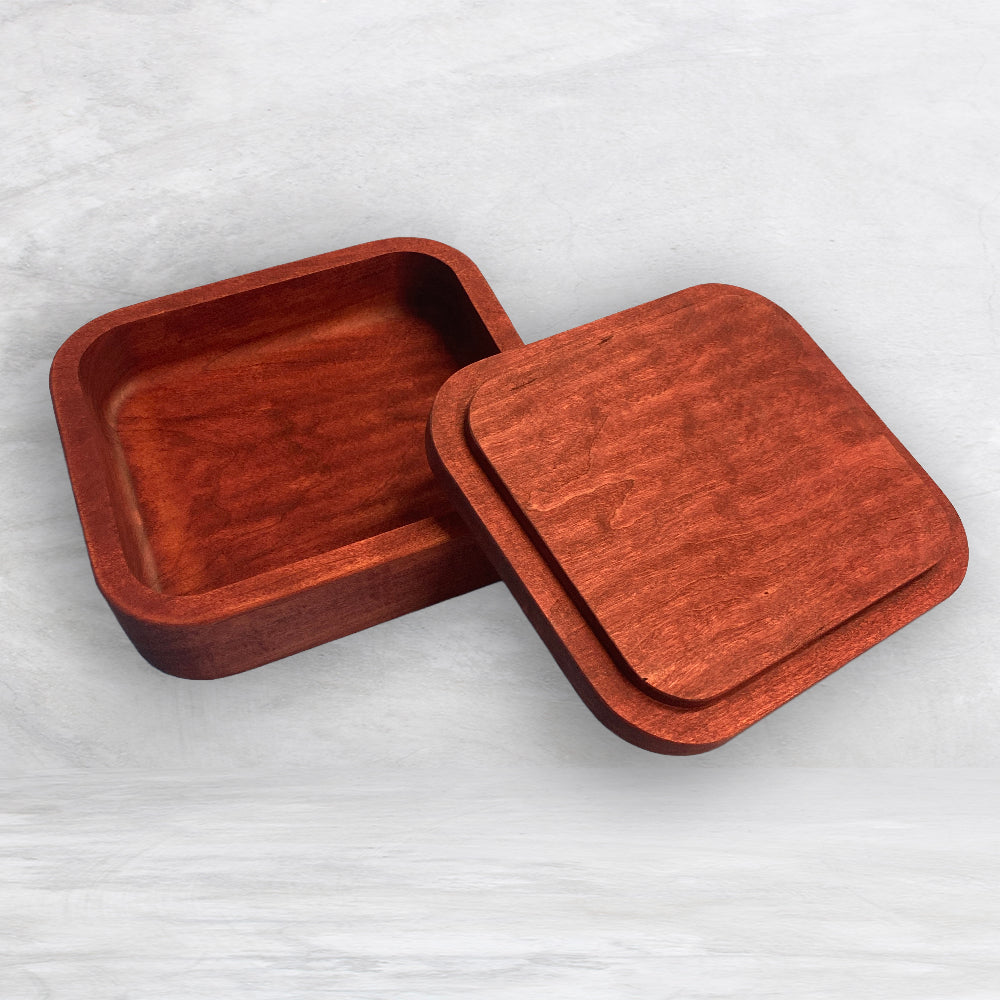 Solid Cherry Wood Box with Lid - Barn Red - Don't Panic It's Organic - Made in USA