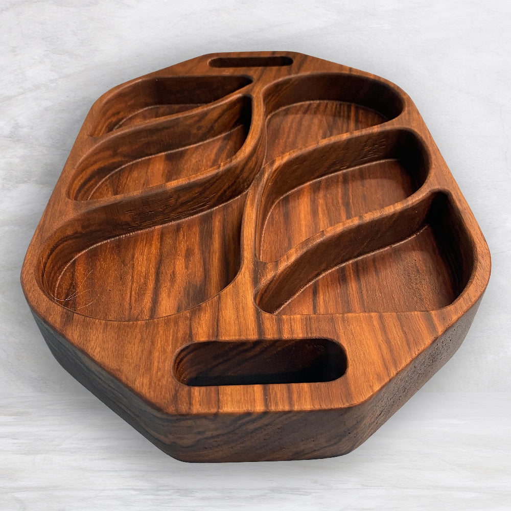 Extra Deep Solid Wood Serving Tray 2 - Precision Carved Solid Premium Walnut Tray - Made in USA