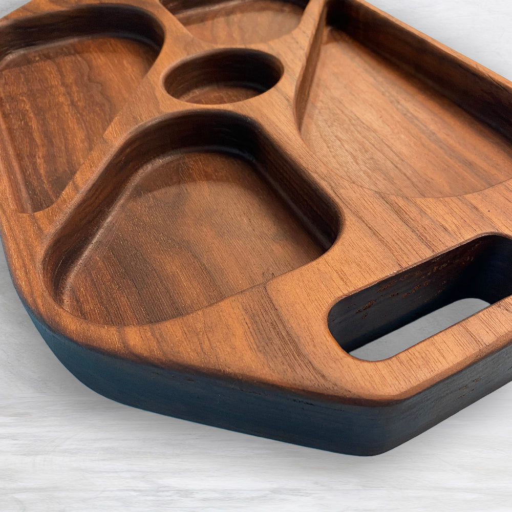 Extra Deep Solid Wood Serving Tray 1 - Precision Carved Solid Premium Walnut Tray - Made in USA