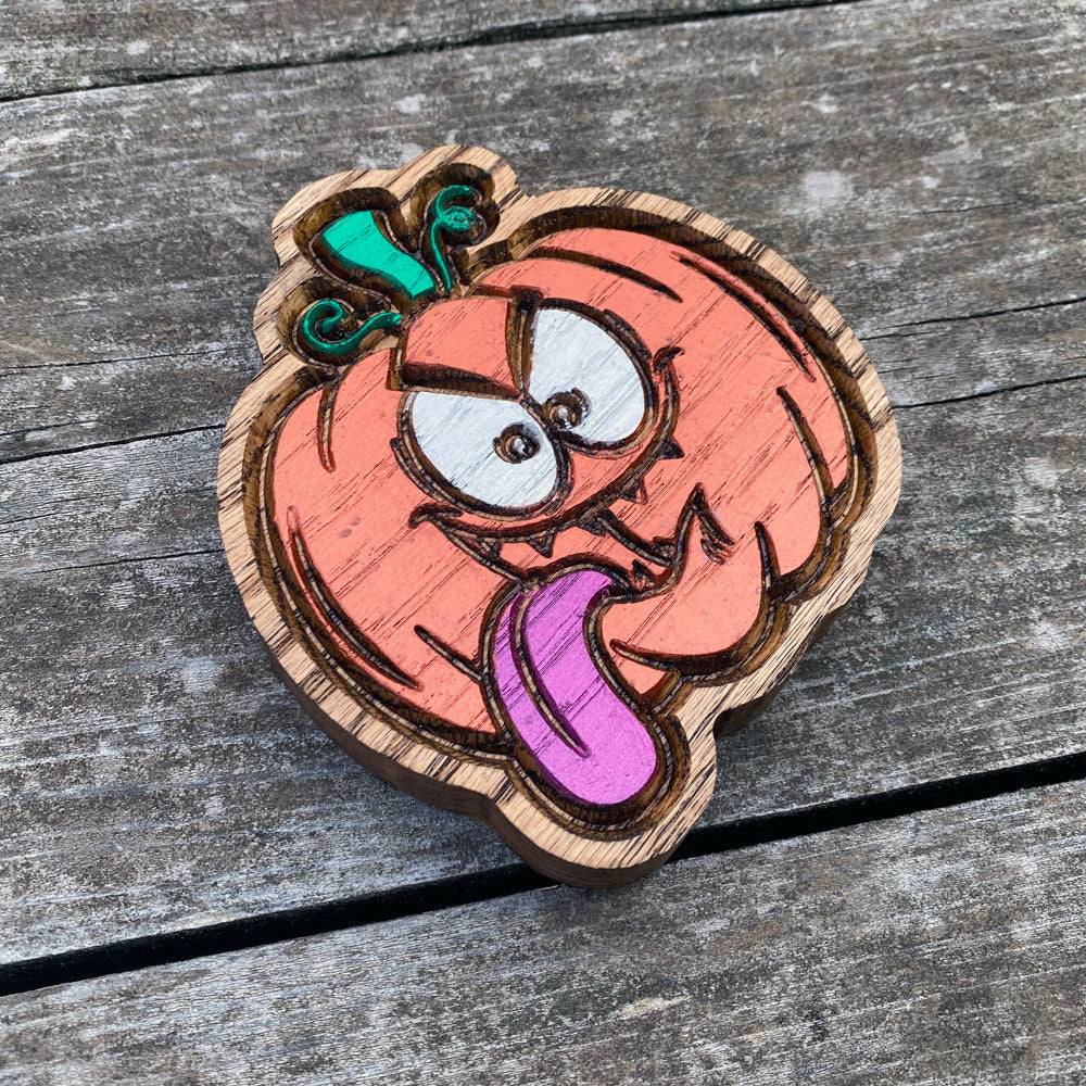 Silly Jack-o-Lantern Wood Decor - Size Mini - Painted
