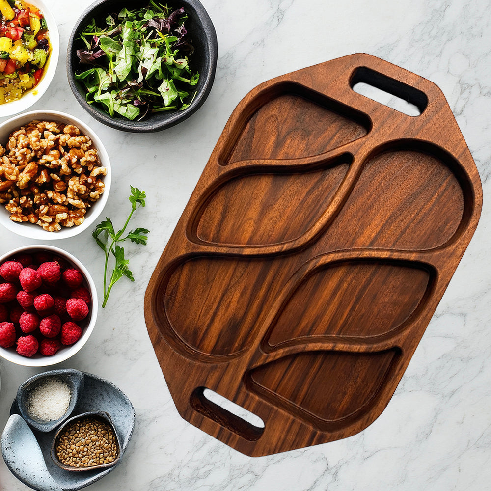 Extra Deep Solid Wood Serving Tray 2 - Precision Carved Solid Premium Walnut Tray - Made in USA