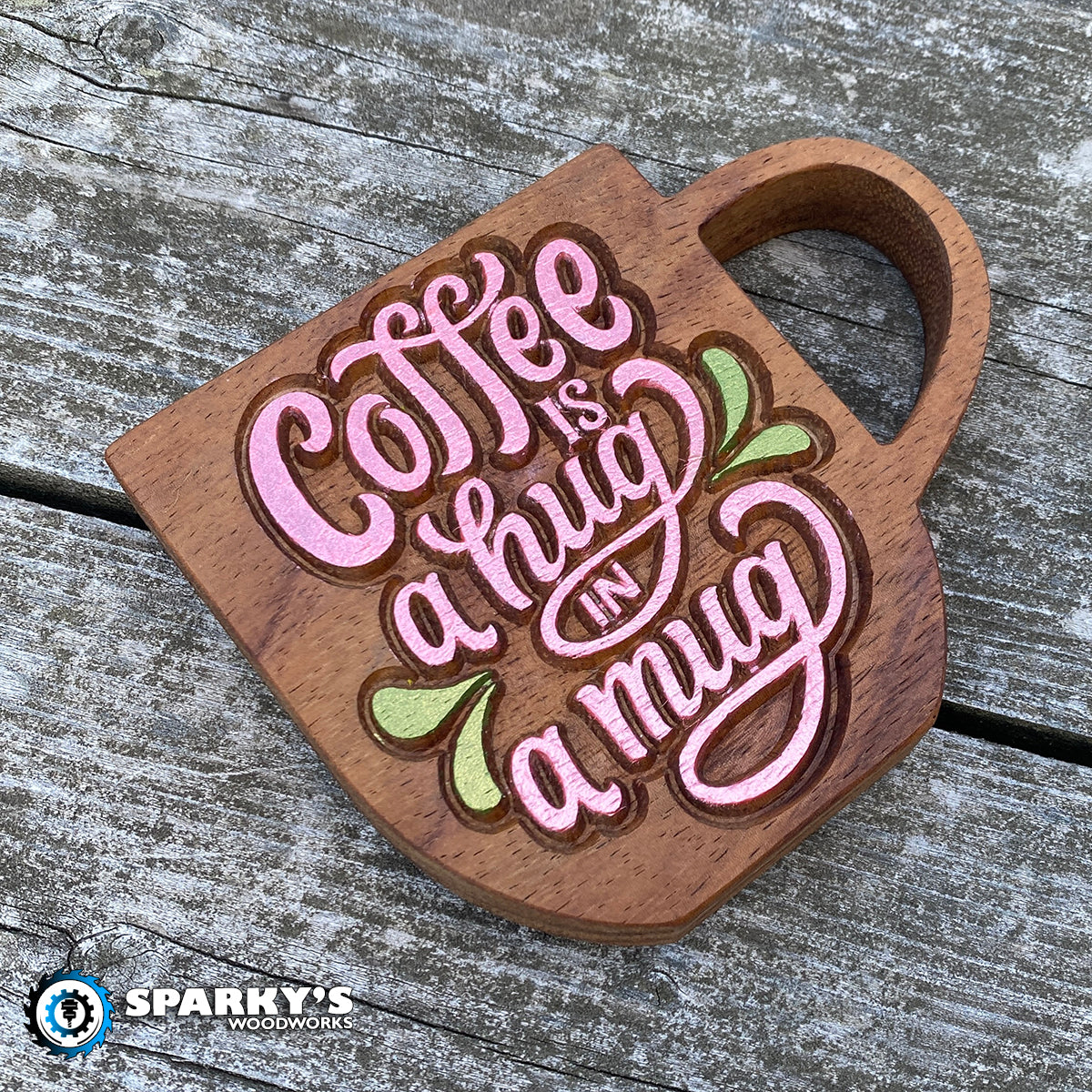 Coffee Hug in a Mug Wood Sign - Size Small - Mug - Painted
