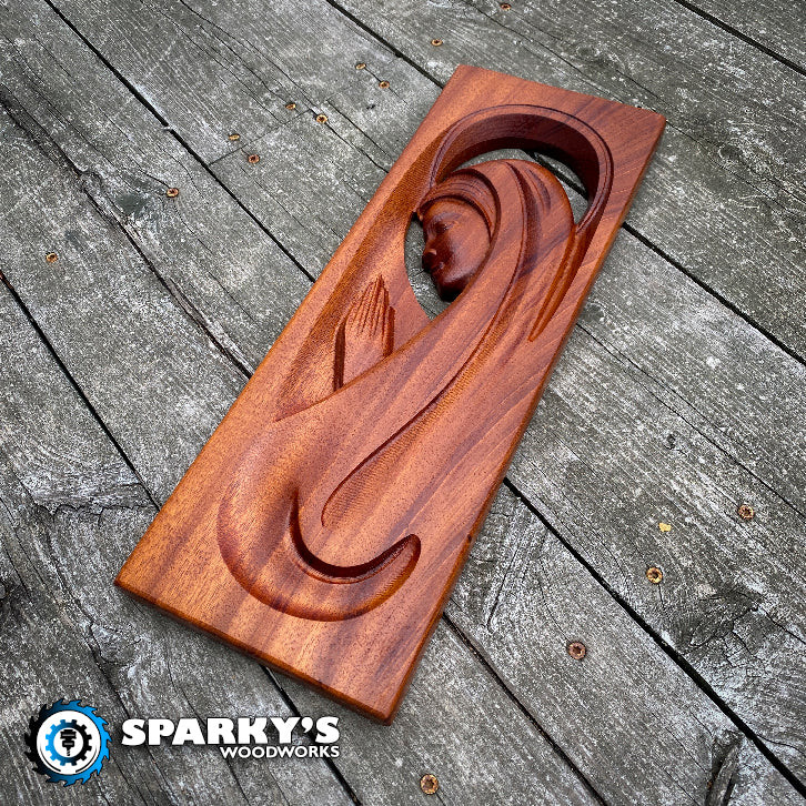 3D Virgin Mary in Mahogany