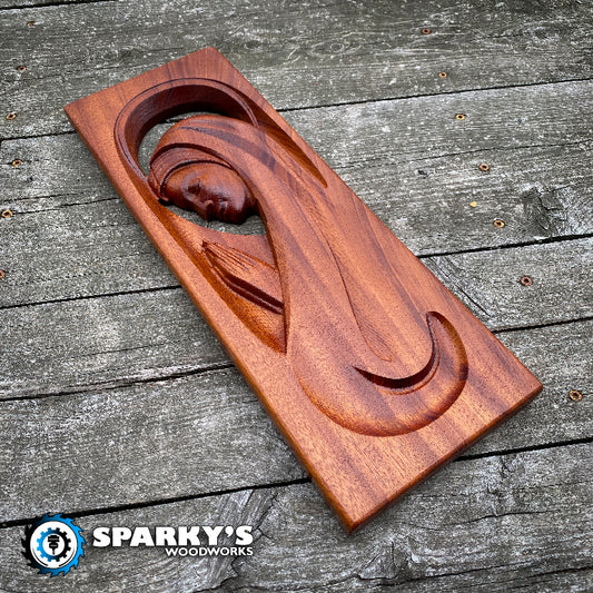 3D Virgin Mary in Mahogany