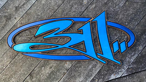 Precision carved and hand finished 3Eleven wood sign with bold blue hand painted lettering made in USA