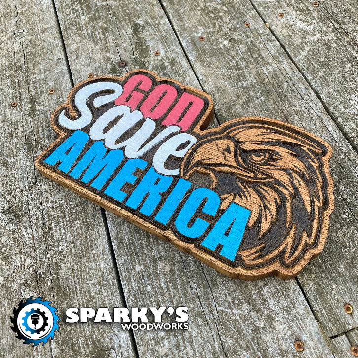 God Save America Wood Sign - Size Large - Painted