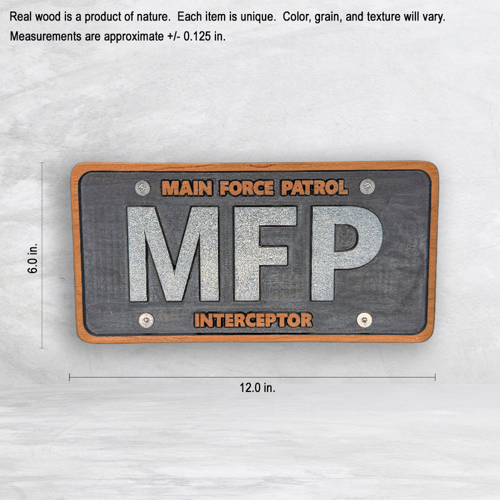 Mad Max Inspired Wood License Plate - MFP - Made in USA