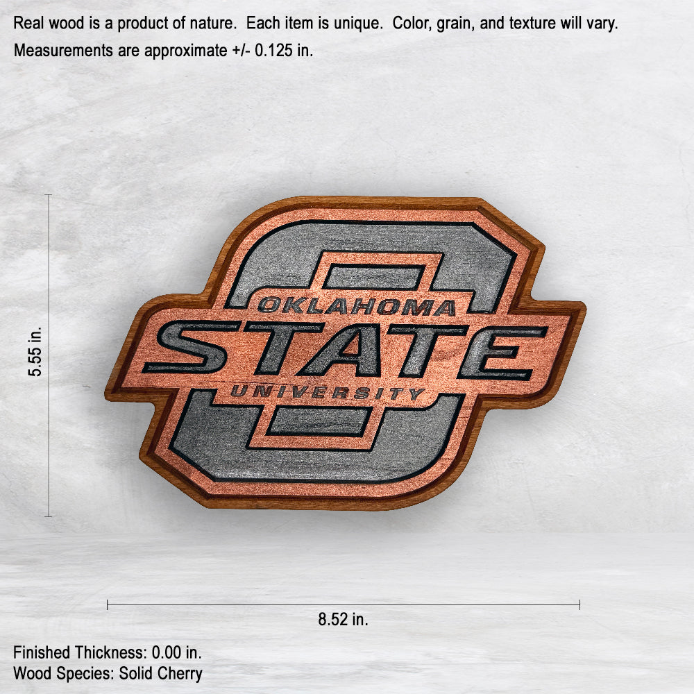 Oklahoma State Plaque - Small - Solid Cherry Decor Art - Precision Carved - Hand Finished - Made in USA