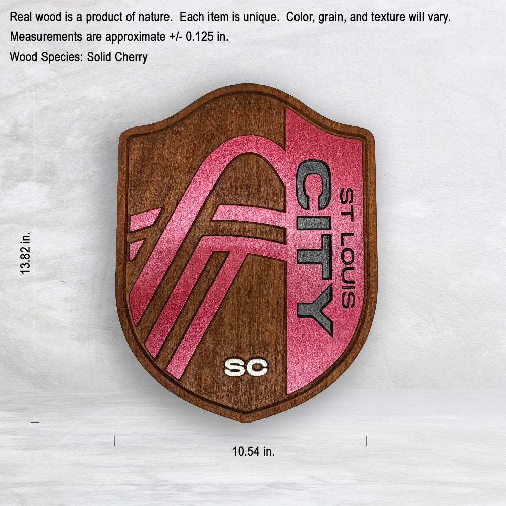 STL City Soccer - Medium - Solid Cherry Art - Precision Carved - Hand Finished - Made in USA