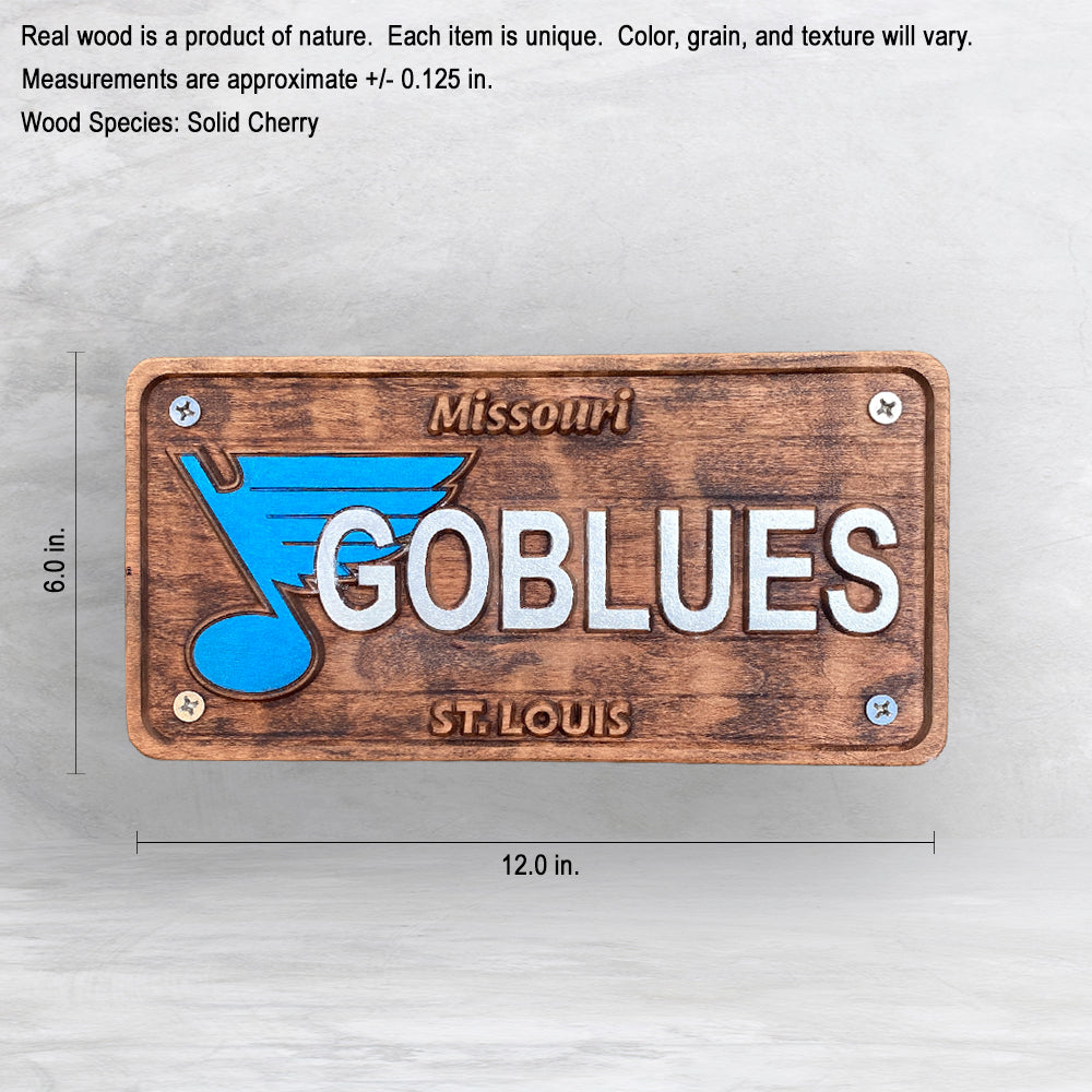 STL Blued Wood License Plate - GO BLUES - Made in USA