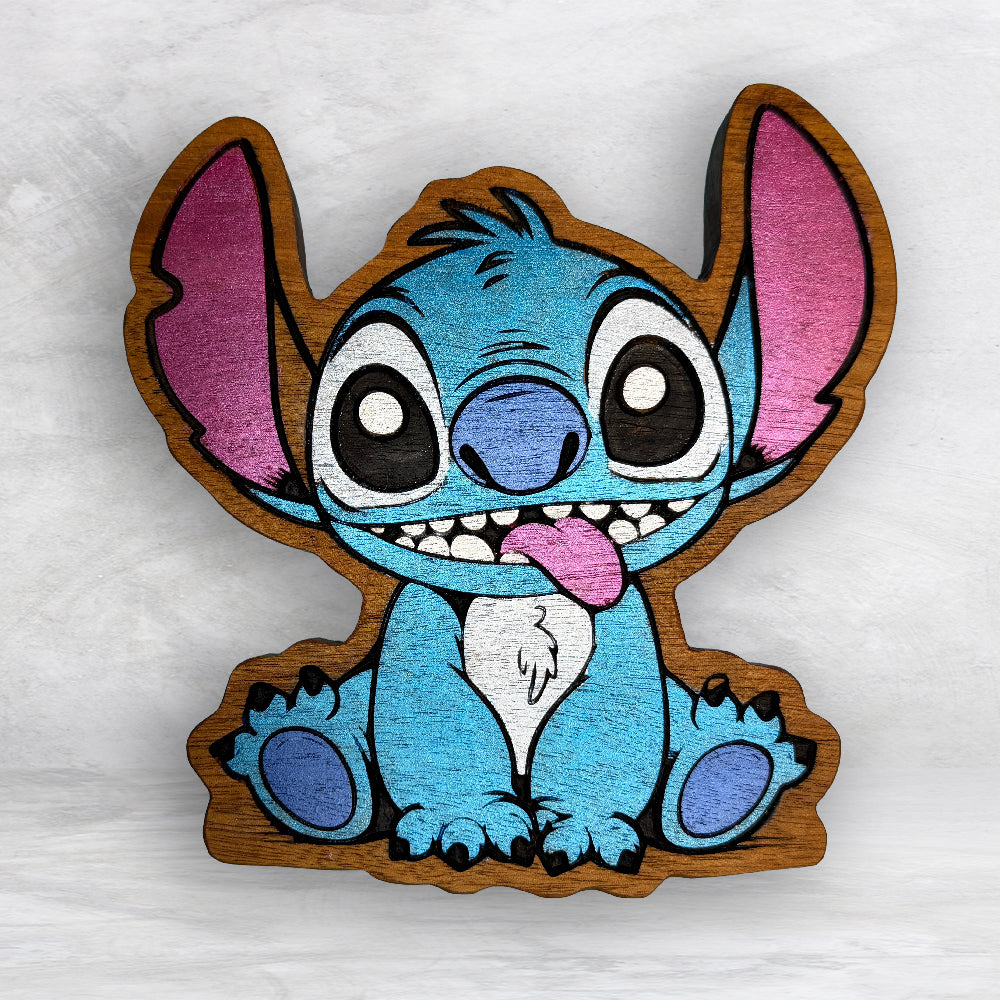 The Stitch - Precision Carved Solid Cherry Sign Art - Made in USA