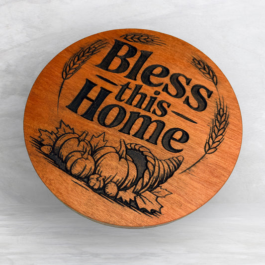 Bless This Home - Precision Carved Solid Cherry Sign Art - Made in USA