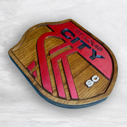 STL City Soccer - Small - Precision Carved Solid Cherry Sign Art - Made in USA
