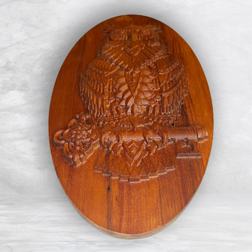 3D Owl Wood Carving - Precision Carved Solid Mahogany Art - Made in USA