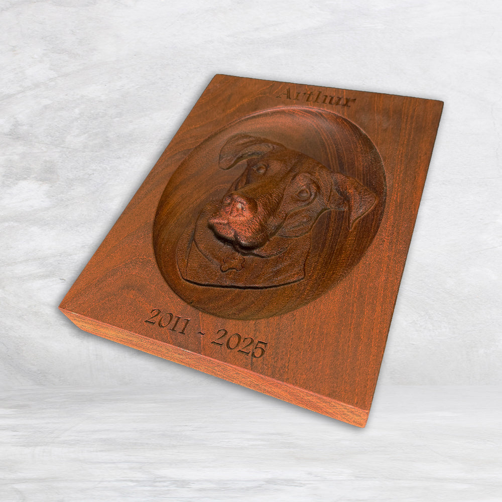3D Carved Custom Wood Pet Memorial